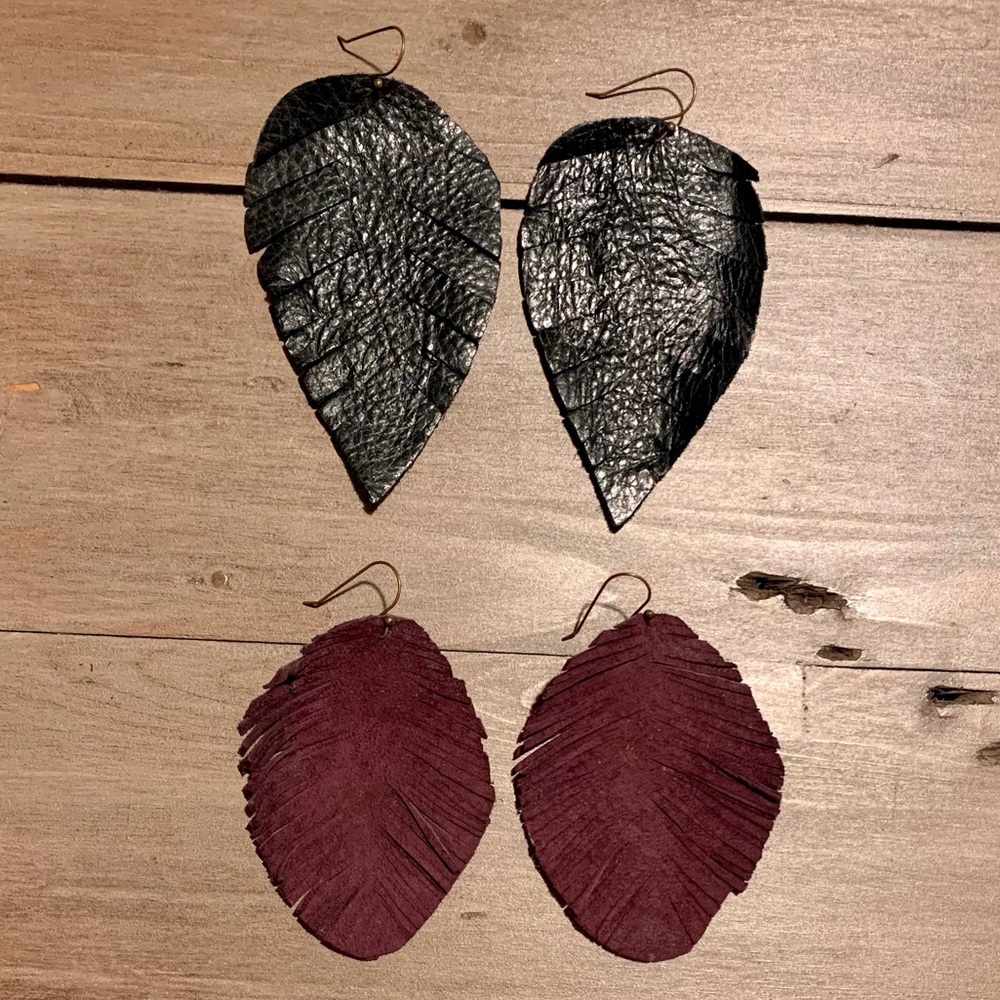 Leather earring set